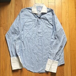 Vintage Brooks Brothers Light Blue Striped Dress Shirt- 15.5-34